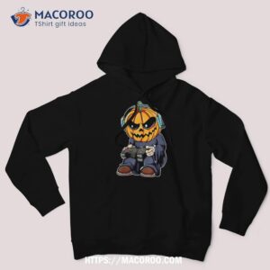 Gamer Pumpkin Lazy Halloween Costume Cool Video-game Gaming Shirt