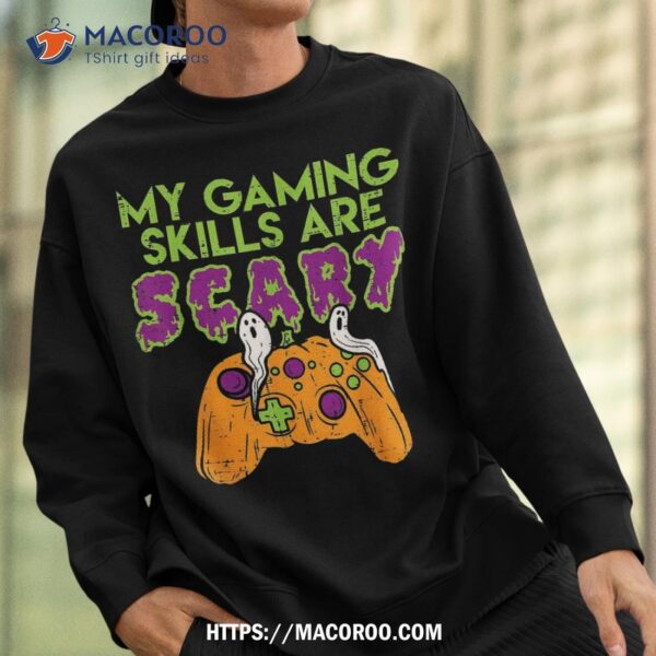 Gaming Skills Scary Pumpkin Controller Boys Halloween Gamer Shirt