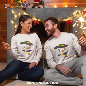 gay pride snowman lgbtq lesbian winter cute snow shirt beach snowman sweatshirt