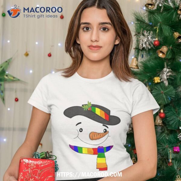 Gay Pride Snowman Lgbtq Lesbian Winter Cute Snow Shirt, Beach Snowman