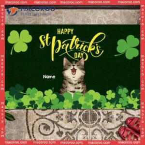 Gifts For Cat Lovers, Cats In Pile Of Shamrocks Outdoor Door Mat,st. Patrick’s Day Personalized Doormat