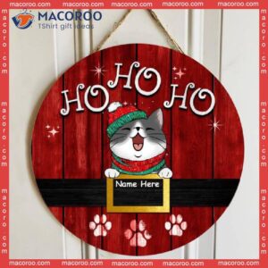 Gifts For Cat Lovers,christmas Door Decorations, Mom Gifts, Ho Red Wooden Welcome