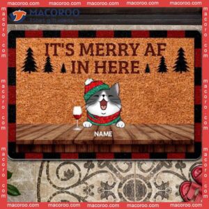 Gifts For Cat Lovers,christmas Personalized Doormat, It’s Merry Af In Here Outdoor Door Mat