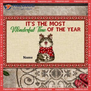 Gifts For Cat Lovers,christmas Personalized Doormat, It’s The Most Beautiful Time Of Year Front Door Mat