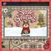 Gifts For Cat Lovers,christmas Personalized Doormat, Season’s Greetings Green Red Plaid Holiday Doormat