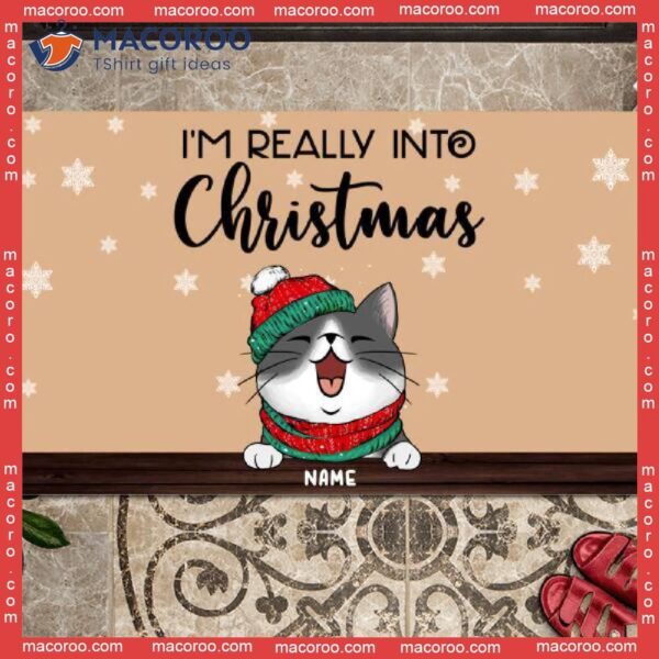 Gifts For Cat Lovers,christmas Personalized Doormat, We’re Really Into Christmas Front Door Mat