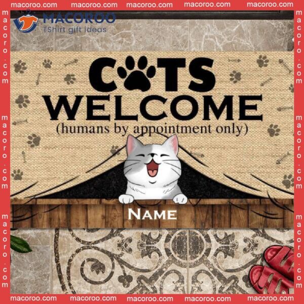 Gifts For Cat Lovers, Custom Doormat, Cats Welcome Humans By Appointment Only Front Door Mat