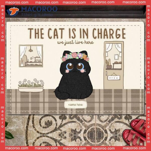 Gifts For Cat Lovers, Custom Doormat, The Is In Charge Cats Home Front Door Mat