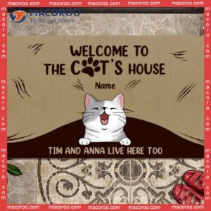 Gifts For Cat Lovers, Custom Doormat, Welcome To Cats’ House The Humans Live Here Too Front Door Mat