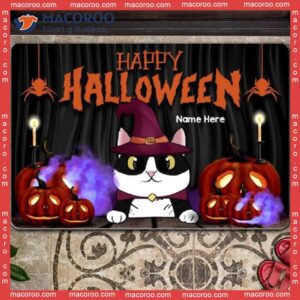 Gifts For Cat Lovers, Happy Halloween Purple Smoking Pumpkins Holiday Doormat,halloween Custom Doormat