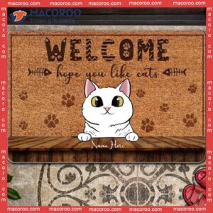 Gifts For Cat Lovers, Hope You Like Cats Brown Welcome Mat, Personalized Doormat