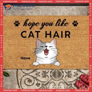 Gifts For Cat Lovers, Hope You Like Hair Outdoor Door Mat, Personalized Doormat