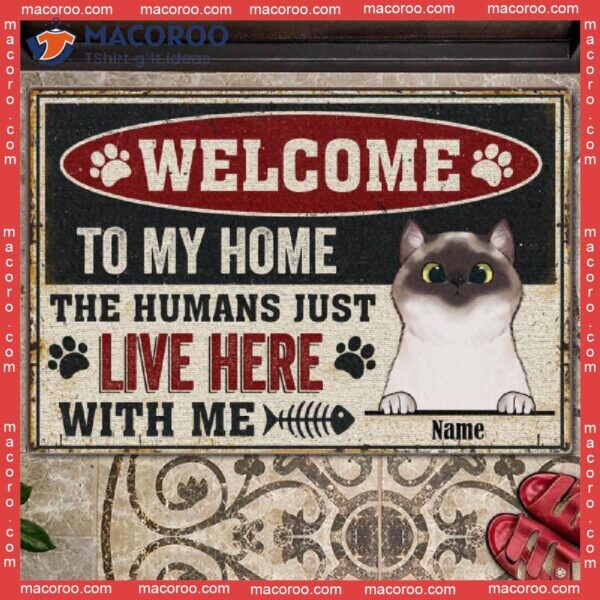 Gifts For Cat Lovers, Metal Style Front Door Mat,﻿ Welcome To Our Home Custom Doormat