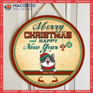 Gifts For Cat Lovers, Mom Gifts,christmas Door Decorations, Merry Christmas And Happy New Year Welcome Signs