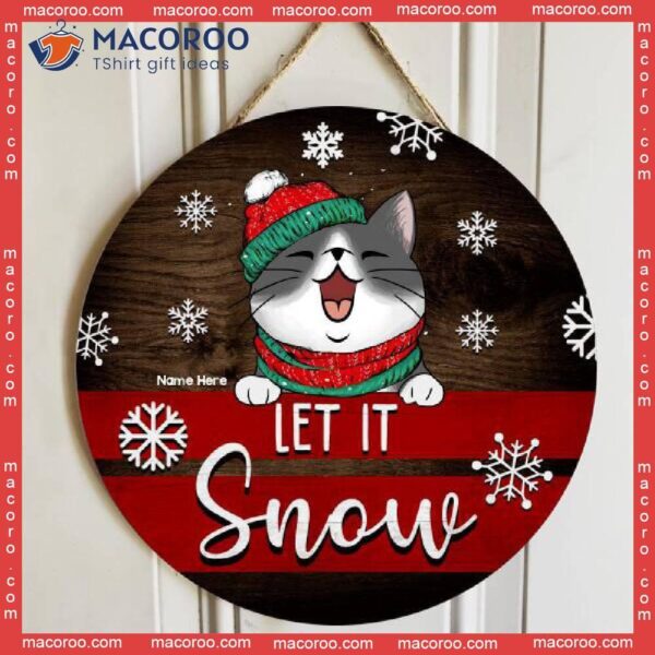 Gifts For Cat Lovers, Mom Gifts, Custom Wooden Signs ,christmas Welcome Let It Snow