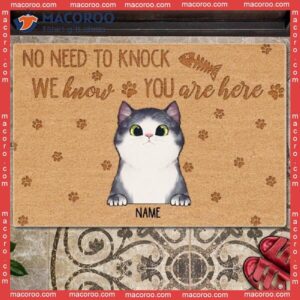 Gifts For Cat Lovers, No Need To Knock Custom Doormat, We Know You Are Here Personalized Doormat