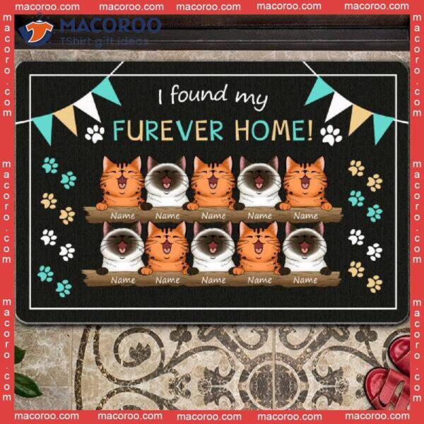 Gifts For Cat Lovers, Personalized Doormat, I Found My Furever Home Outdoor Door Mat