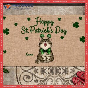 Gifts For Cat Lovers, Shamrocks Outdoor Door Mat,st. Patrick’s Day Personalized Doormat