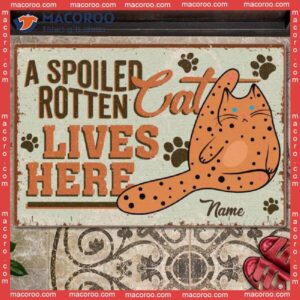Gifts For Cat Lovers, Spoiled Rotten Cats Live Here Retro Style Front Door Mat, Personalized Doormat