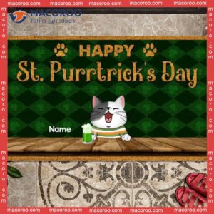 Gifts For Cat Lovers,st. Patrick’s Day Custom Doormat, Happy St. Purrtrick’s Outdoor Door Mat