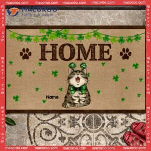 Gifts For Cat Lovers,st. Patrick’s Day Personalized Doormat, Home Shamrocks Decor Outdoor Door Mat