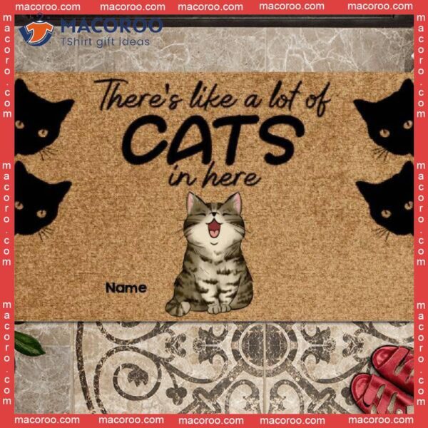 Gifts For Cat Lovers, There’s Like A Lot Of Cats In Here Front Door Mat, Custom Doormat