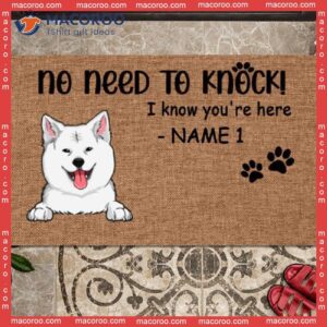 Gifts For Cat Lovers, We Know You Are Here From The Dogs Outdoor Door Mat, No Need To Knock Custom Doormat