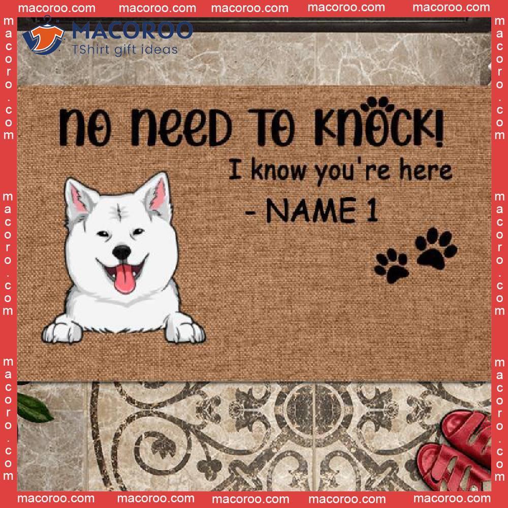 https://images.macoroo.com/wp-content/uploads/2023/08/gifts-for-cat-lovers-we-know-you-are-here-from-the-dogs-outdoor-door-mat-no-need-to-knock-custom-doormat-0.jpg