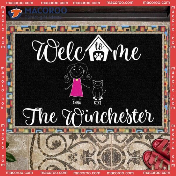 Gifts For Cat Lovers, Welcome To Our Home Custom Doormat, Family Members Front Door Mat