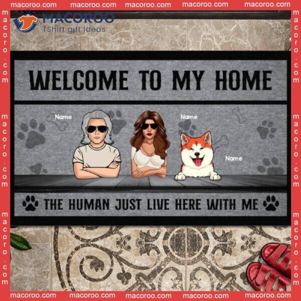 Gifts For Dog Lovers, A Couple Just Lives Here With Us Welcome Mat, To Our Home Custom Doormat
