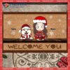 Gifts For Dog Lovers,christmas Front Door Mat, Welcome You Girl & Her Dogs Personalized Doormat