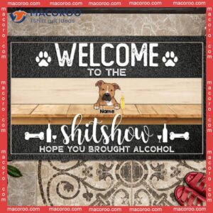 Gifts For Dog Lovers, Cool Family & Dogs Front Door Mat, Welcome To The Shitshow Personalized Doormat