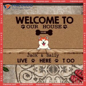 Gifts For Dog Lovers, Our Owners Live Here Too Front Door Mat, Welcome To House Custom Doormat