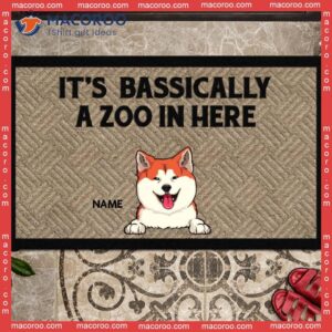 Gifts For Dog Lovers, Personalized Doormat, It’s Basically A Zoo In Here Front Door Mat