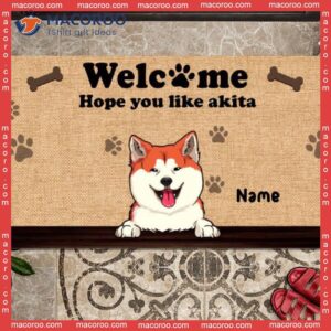 Gifts For Dog Lovers, Personalized Doormat, Welcome Hope You Like Us Front Door Mat