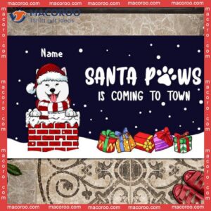 Gifts For Dog Lovers, Santa Paws Is Coming To Town Front Door Mat,christmas Personalized Doormat