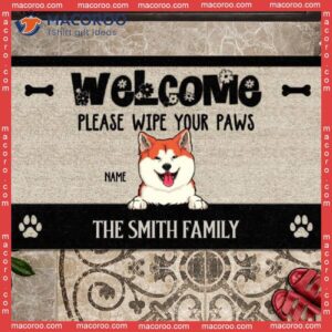 Gifts For Dog Lovers, Welcome Please Wipe Your Paws Front Door Mat, Personalized Doormat
