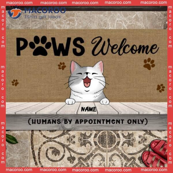 Gifts For Pet Lovers, Custom Doormat, Paws Welcome Humans By Appointment Only Front Door Mat