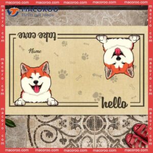 Gifts For Pet Lovers, Hello Take Care Outdoor Door Mat, Personalized Doormat