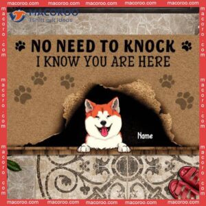 Gifts For Pet Lovers, We Know You Are Here Naughty Dog & Cat,﻿ No Need To Knock Custom Doormat