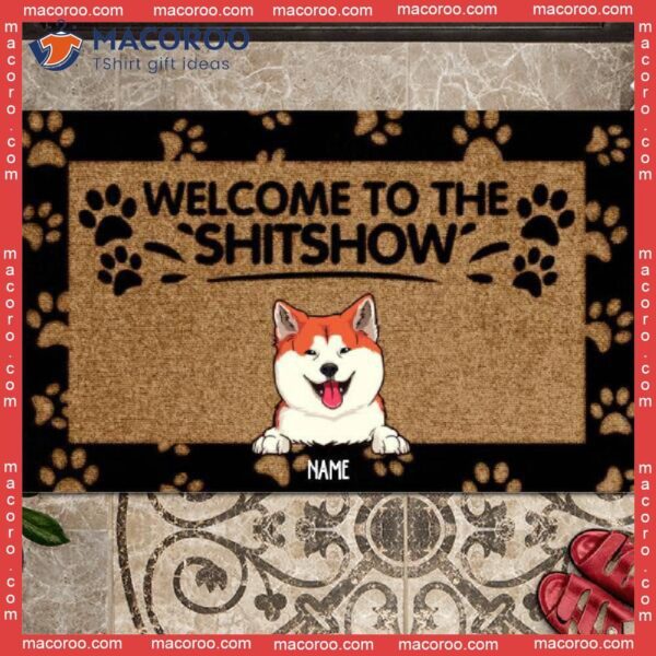 Gifts For Pet Lovers, Welcome To The Shitshow Personalized Doormat, Black Front Door Mat