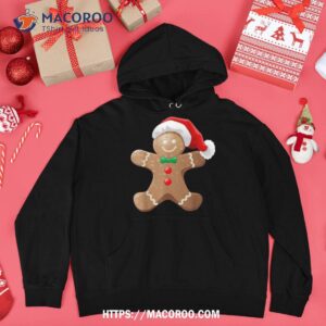 gingerbread man cookie with santa claus hat christmas shirt santa tracker 2023 hoodie