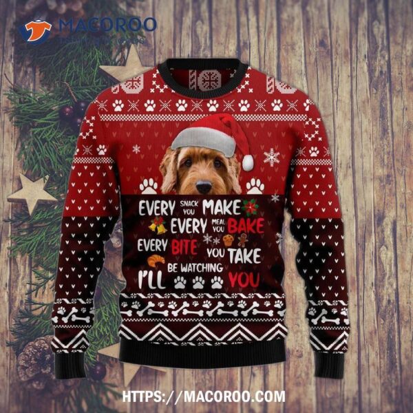 Golden Doodle Will Be Watching You Ugly Christmas Sweater
