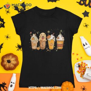 Golden Retriever Dog Pumpkin Spice Latte Coffee Halloween Shirt, Scary Skull