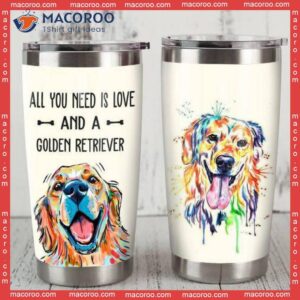 golden retriever dog stainless steel tumbler 0