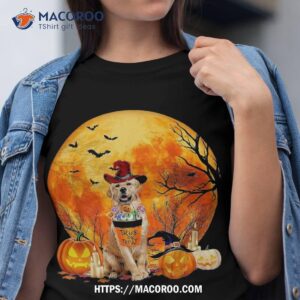 Golden Retriever Dog Witch Hat Pumpkin Halloween Costume Shirt