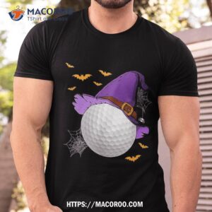 Golf Ball Witch Hat Pumpkin Spooky Halloween Costume Shirt