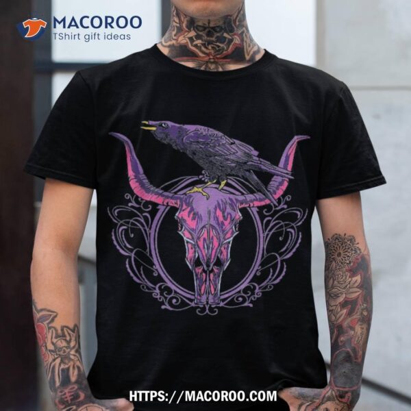 Goth Pastel Raven Skull Crow Bird Skeleton Head Halloween Shirt, Skeleton Masks