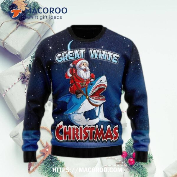 Great White Shark Ugly Christmas Sweater