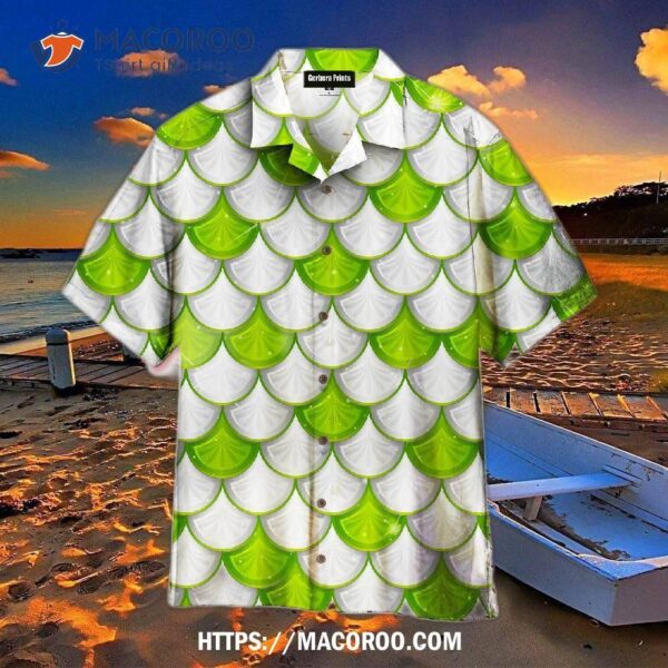 Green And White Mermaid-scale Hawaiian Shirts